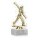 Pokal Kunststofffigur Cricket Werfer gold auf weißem Marmorsockel 16,5cm
