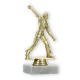 Pokal Kunststofffigur Cricket Werfer gold auf weißem Marmorsockel 15,5cm