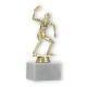 Pokal Kunststofffigur Tischtennisspielerin gold auf weißem Marmorsockel 16,8cm