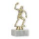 Trophy plastic figure table tennis player gold on white marble base 15.8cm