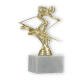 Trophy plastic figure ski departure gold on white marble base 15,6cm