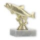 Pokal Kunststofffigur Forelle gold auf weißem Marmorsockel 9,7cm