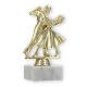 Trophy plastic figure dancing couple gold on white marble base 15,6cm