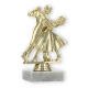 Trophy plastic figure dancing couple gold on white marble base 14,6cm
