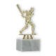 Pokal Kunststofffigur Cricket Schlagmann gold auf weißem Marmorsockel 15,0cm