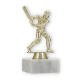 Pokal Kunststofffigur Cricket Schlagmann gold auf weißem Marmorsockel 14,0cm