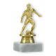 Trofeo fútbol figura Economía oro sobre base mármol blanco 10.4cm