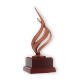 Trophée figure métallique flamme bronze sur socle en bois couleur acajou 23,0cm