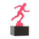 Pokal Kunststofffigur Läuferin pink auf schwarzem Marmorsockel 14,0cm