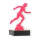 Trophy plastic figure runner pink on black marble base 12,0cm