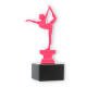 Pokal Kunststofffigur Turnen Damen pink auf schwarzem Marmorsockel 18,3cm