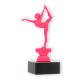 Pokal Kunststofffigur Turnen Damen pink auf schwarzem Marmorsockel 17,3cm
