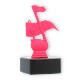 Trofeo figura de plástico nota rosa sobre base de mármol negro 13,3cm