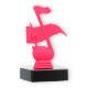 Trofeo figura de plástico nota rosa sobre base de mármol negro 12,3cm