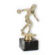 Trophy plastic figure bowling female gold on black marble base 19,0cm LE