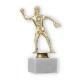 Pokal Kunststofffigur Softballspielerin gold auf weißem Marmorsockel 18,3cm