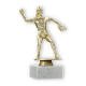 Pokal Kunststofffigur Softballspielerin gold auf weißem Marmorsockel 17,3cm