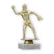 Pokal Kunststofffigur Softballspielerin gold auf weißem Marmorsockel 16,3cm
