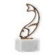 Trofeo figura contorno pez oro viejo sobre base mármol blanco 16.3cm