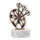 Trophy contour figure dart old gold on white marble base 14.6cm