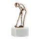 Beker contour figuur golfer oud goud op wit marmeren voet 16,4cm