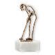 Figura de contorno de troféu ouro velho sobre base de mármore branco 15,4cm