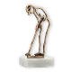 Coppe con figura di golfista in oro antico su base di marmo bianco 14,4 cm