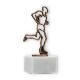 Trophy contour figure runner old gold on white marble base 16.4cm