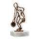 Beker contour figuur discuswerper oud goud op wit marmeren voet 14,9cm