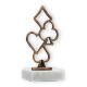 Trophy contour figure playing cards old gold on white marble base 14.6cm