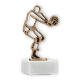 Trofeo contorno figura jugadora voleibol oro viejo sobre base mármol blanco 15,5cm
