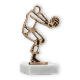 Trofeo contorno figura jugadora voleibol oro viejo sobre base mármol blanco 14,5cm