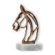 Trophy contour figure horse old gold on white marble base 14,4cm