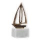 Trophy contour figure sailboat old gold on white marble base 16.3cm