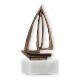 Trophy contour figure sailboat old gold on white marble base 15.3cm