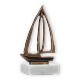 Trophy contour figure sailboat old gold on white marble base 14.3cm