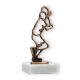 Trophy contour figure tennis player old gold on white marble base 15.1cm