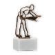 Trophy contour figure billiards player old gold on white marble base 16.2cm