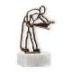 Trophy contour figure billiards player old gold on white marble base 15.2cm