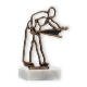 Coppa contorno figura giocatore di biliardo oro antico su base di marmo bianco 14,2 cm