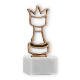 Coupe Pièce de contour Pièce d'échecs vieil or sur socle en marbre blanc 16,4cm