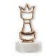 Coupe Pièce de contour Pièce d'échecs vieil or sur socle en marbre blanc 15,4cm