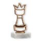 Coupe Pièce de contour Pièce d'échecs vieil or sur socle en marbre blanc 14,4cm