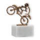 Trofeo contorno figura motocross oro viejo sobre base de mármol blanco 12,5cm