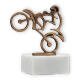 Trofeo contorno figura motocross oro viejo sobre base de mármol blanco 11,5cm