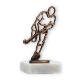 Trophy contour figure field hockey old gold on white marble base 13.5cm