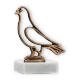 Trophy contour figure dove old gold on white marble base 12.4cm