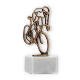 Trophy contour figure cyclist old gold on white marble base 16.5cm