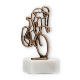 Trophy contour figure cyclist old gold on white marble base 15.5cm