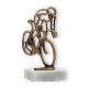 Trophy contour figure cyclist old gold on white marble base 14.5cm